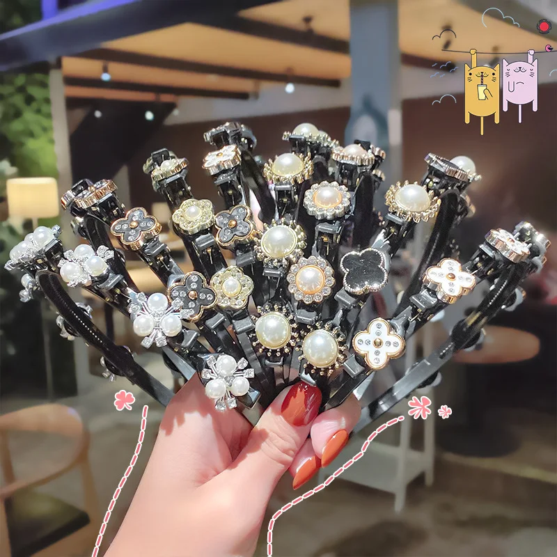 Повязка на голову с жемчугом и стразами в Корейском стиле