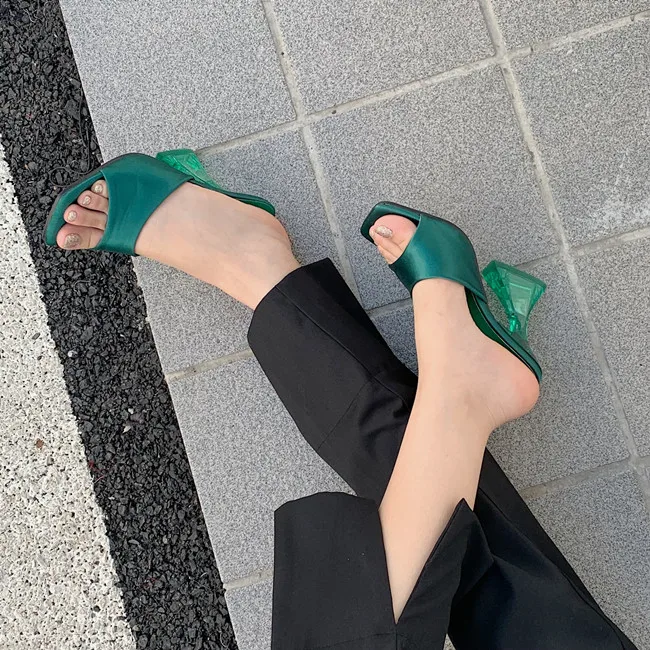 Breathable New Satin Square toe Beauty Comfort woman slippers Wholesale High heel custom foot wears