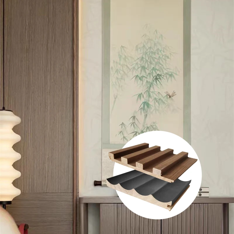 Indoor Shopping Malls Wainscoting Solid Wood Interior Fluted Panel Wall Board