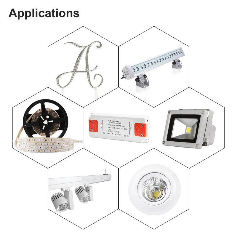 IP20 ultra slim plastic shell power supply ac to dc 6w 12w 20w 30w 48w 60w 75w 100w 12v 24v class 2 LED driver 110v 240v ac
