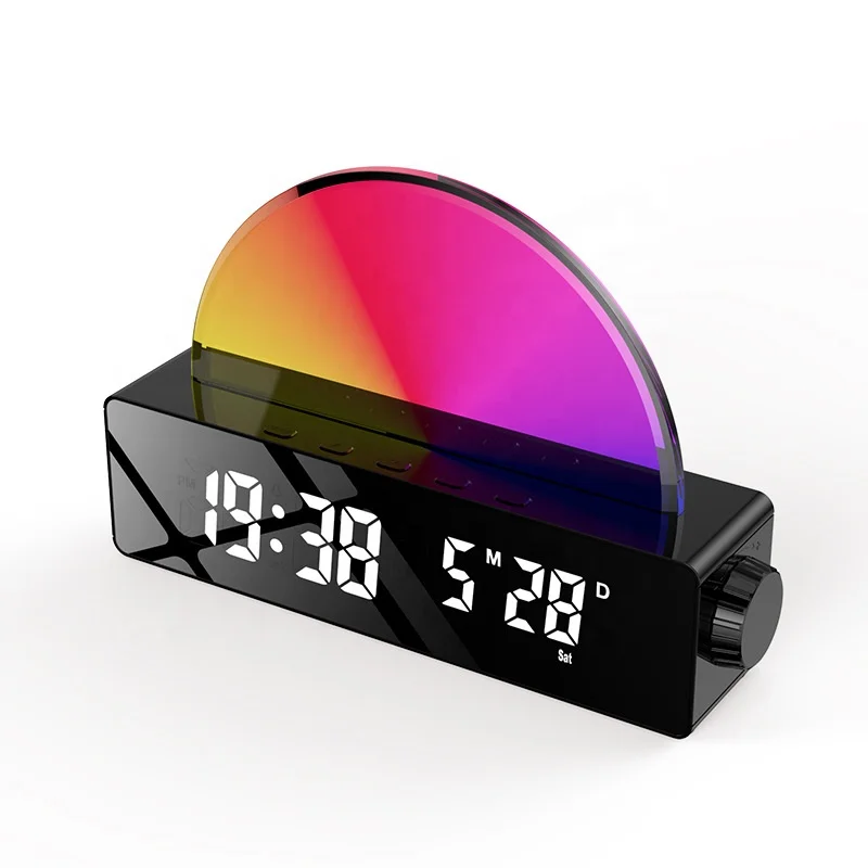 Biumart RGB Color Changing Alarm Clock With Temperature Display Wake Up Sunrise Clock