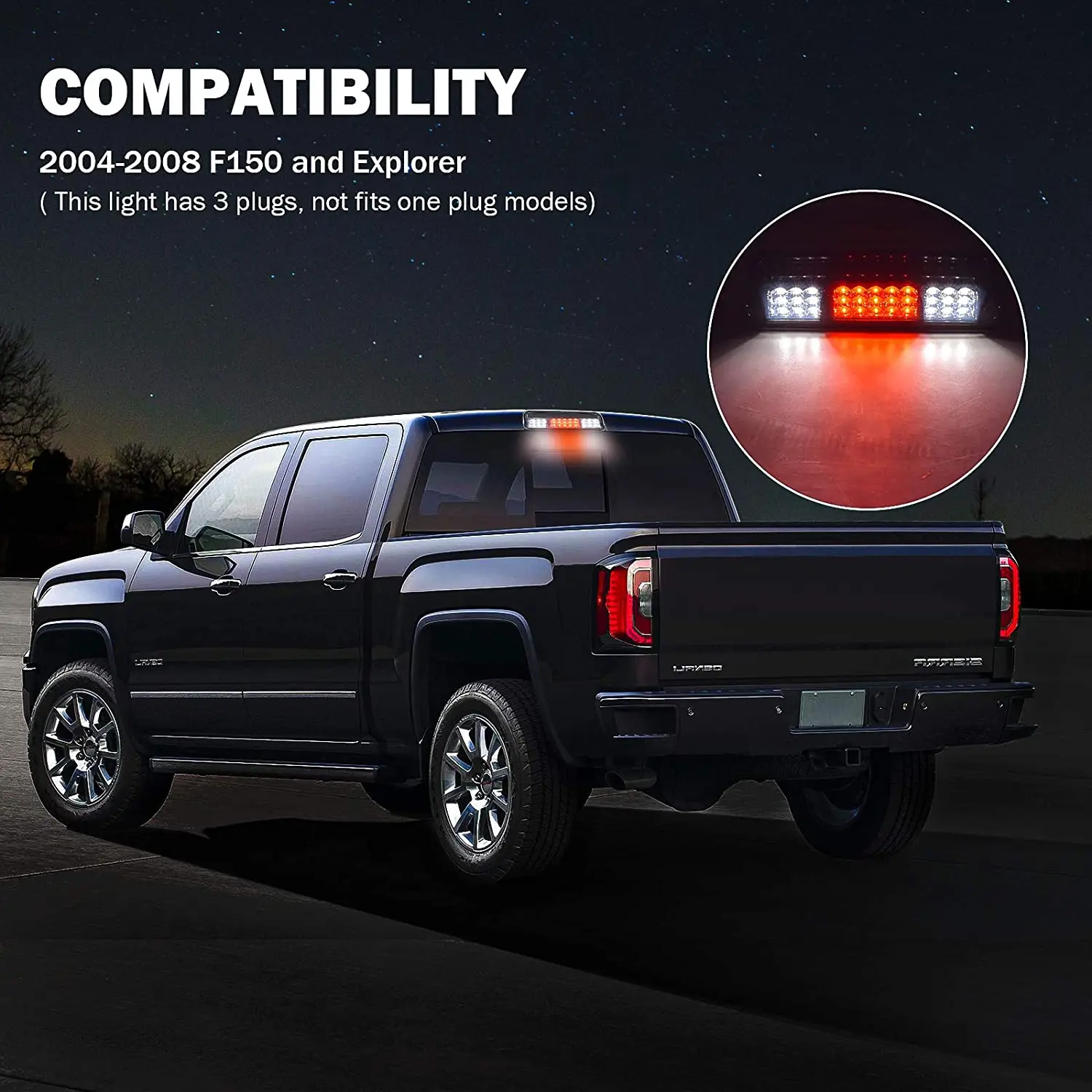 High Mount Stop Light Fit for 2004-2008 F150  Explorer Smoke Housing Rear 3RD Brake Light