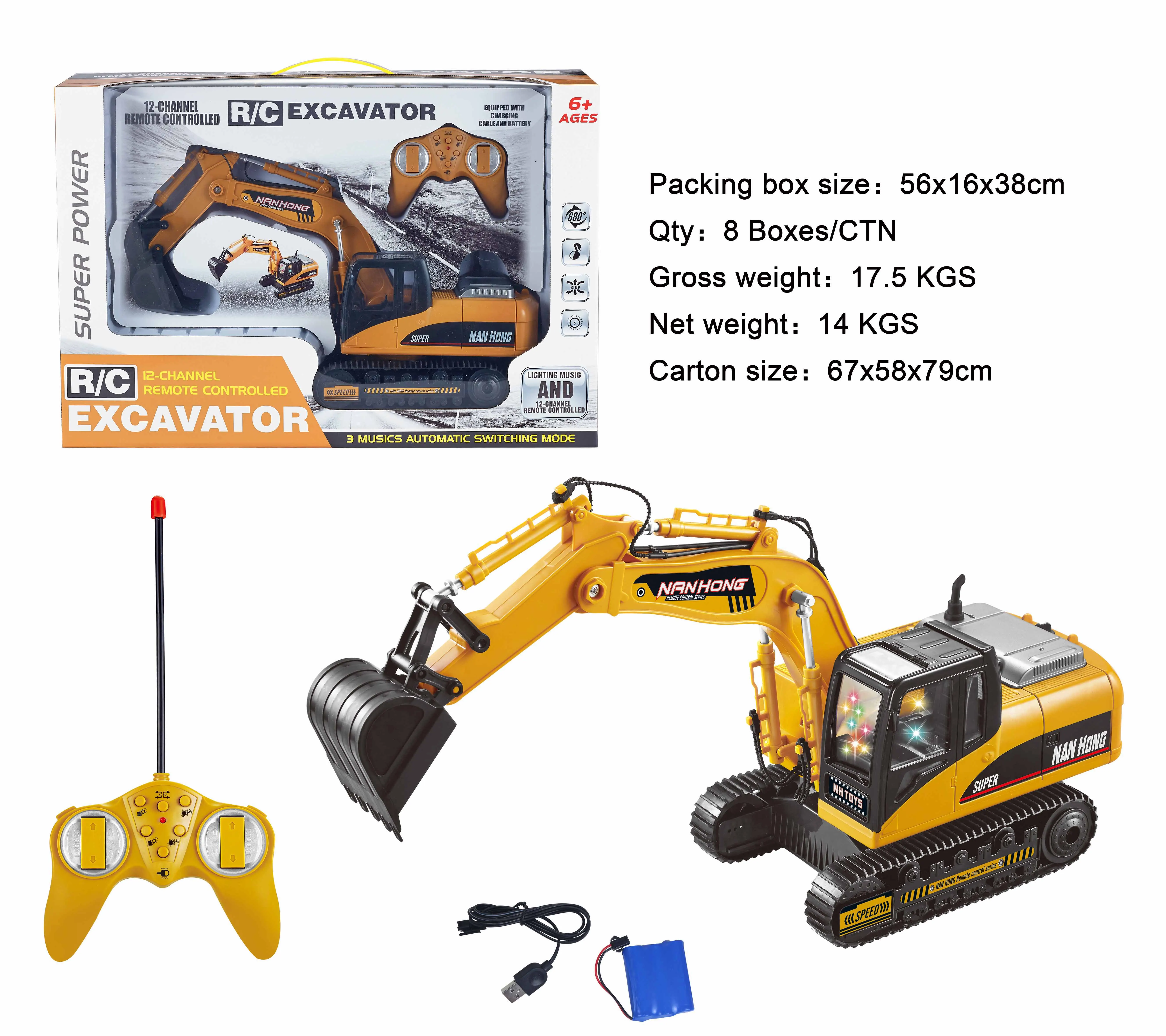 2019 Bestsellers 2.4GHz 12CH Simulation RC Excavator Car Remote Control Shop Truck Construction Engineering RC Truck with Music