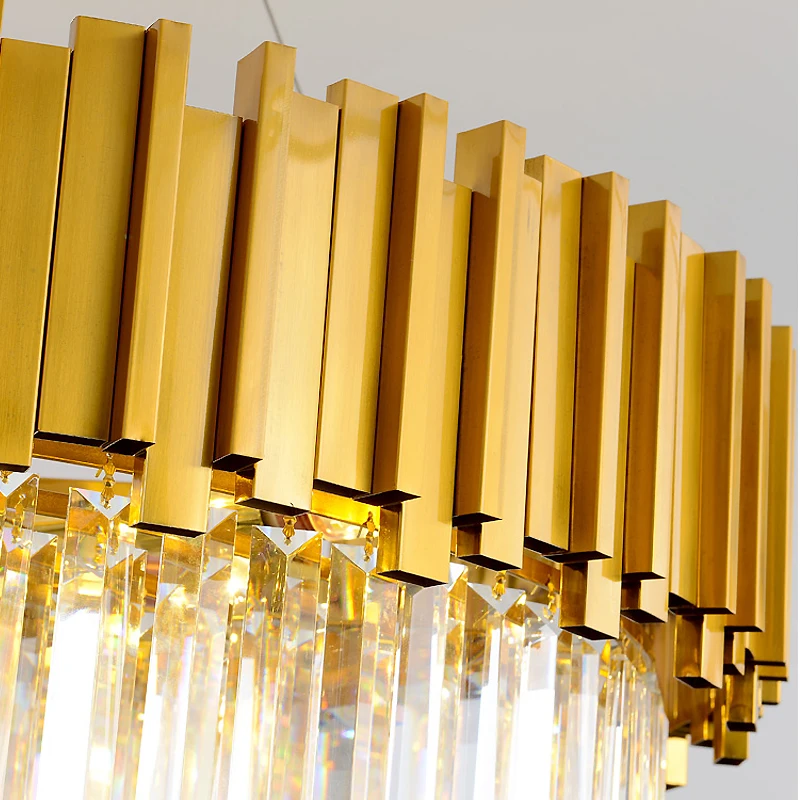  Living room dining kitchen metal lamp modern pendant lighting gold crystal chandelier