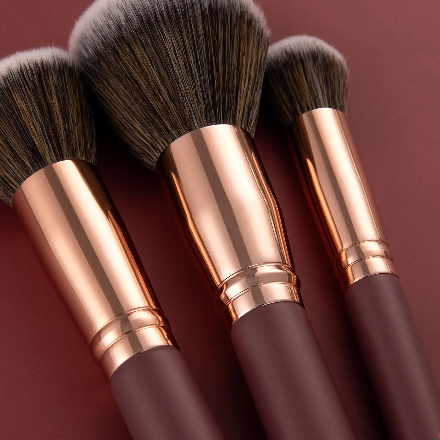 Hot Wholesale Customized Private Label Professional Foundation Makeup Brushes Tool 7pcs 10pcs 15pcs Red Vegan Makeup Brush Set