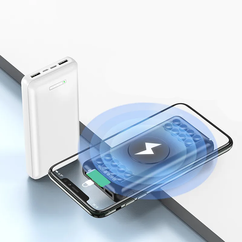 
2021 sucker wireless charger 20000mAh PD 22.5W 15W powerbank anti slip portable fast charging for sale 