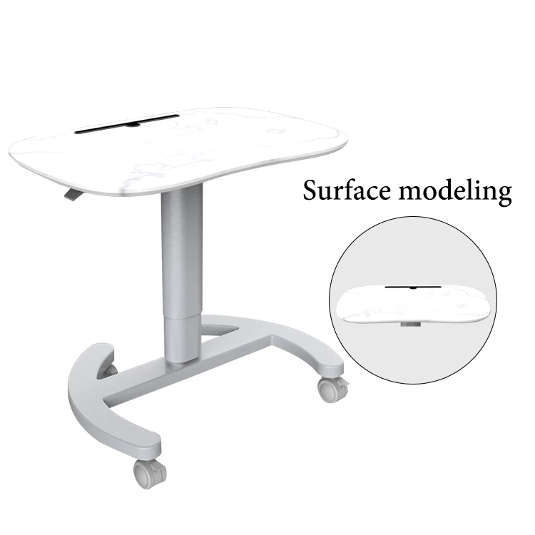 Ergonomic pneumatic table with wheels,Single leg easy move sit to stand laptop table