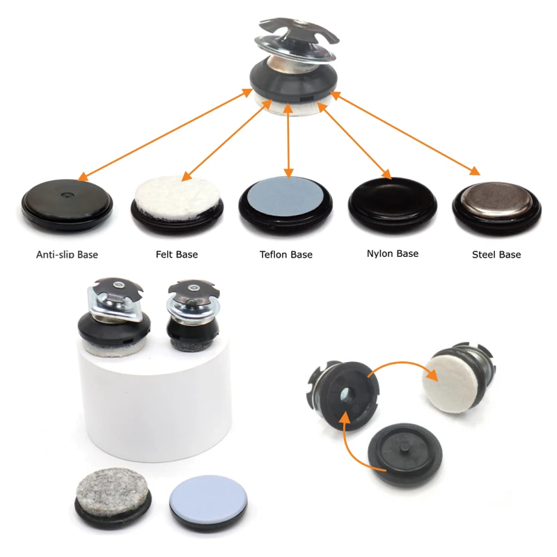 Reduce Noise Office School Wooden Furniture Round Easy Anti-skid Swivel Felt Anti-slip Base Glide