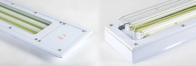 ATEX high brightness clean aluminum explosion proof fixture twin double tubes 36w explosion proof fluorescent light fittings