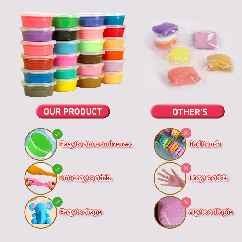 Meihui Air Dry Clay 24 Colors Super Soft Ultra Modeling Clay with Sculpting Tools