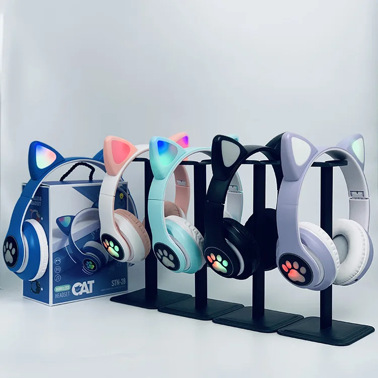 STN-28 Cat ears led light Headphones amazon amazon amazon Cat ear headset BT wireless headphones and glow for phone calls_4