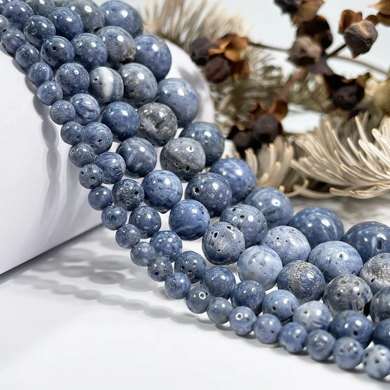 Wholesale High Quality Gemstone Blue Coral Beads for Jewelry Making Natural Blue Coral Loose Gemstone Beads