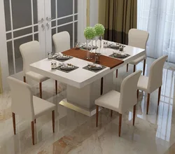 Cheap Modern Dining Restaurant Furniture Design White Wood 6 Seater Dinner Dinning Tables With Chairs
