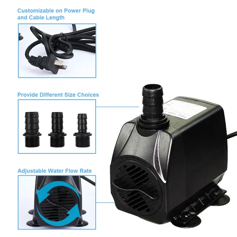 JUYANG 5000L/H Electrical Large Flow Pond Fountain Water Pump Submersible Aquarium Water Pond Pump Ac Water Pump for Fish Pond