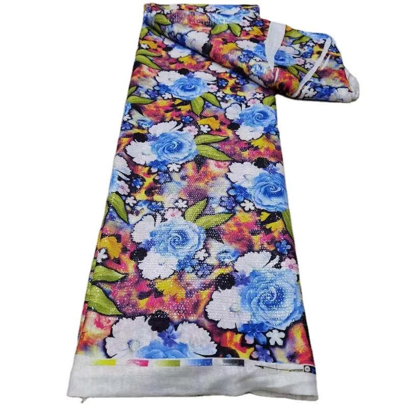 Готов для применения в судостроении, Новый классический цветочный Рисунок На шифона со стразами Красочные Французский lisami кружевная ткань для платья