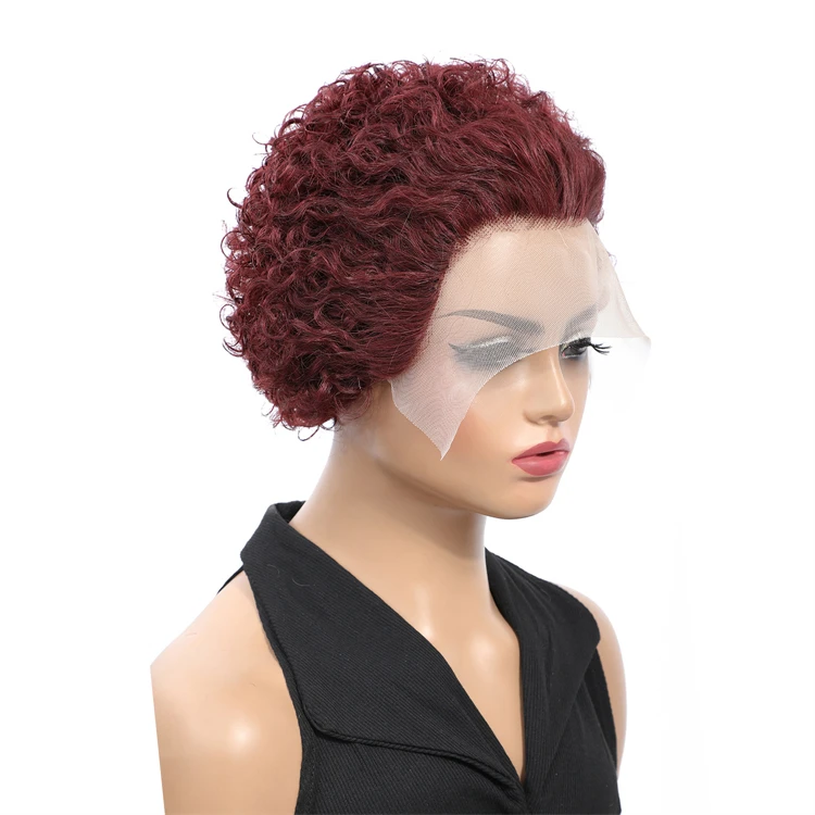 XCCOCO Lace Front Human Hair Wigs For Black Women Jerry Curl Pixie Cut Wig Brazilian Remy Hair Pixie Cut Wig