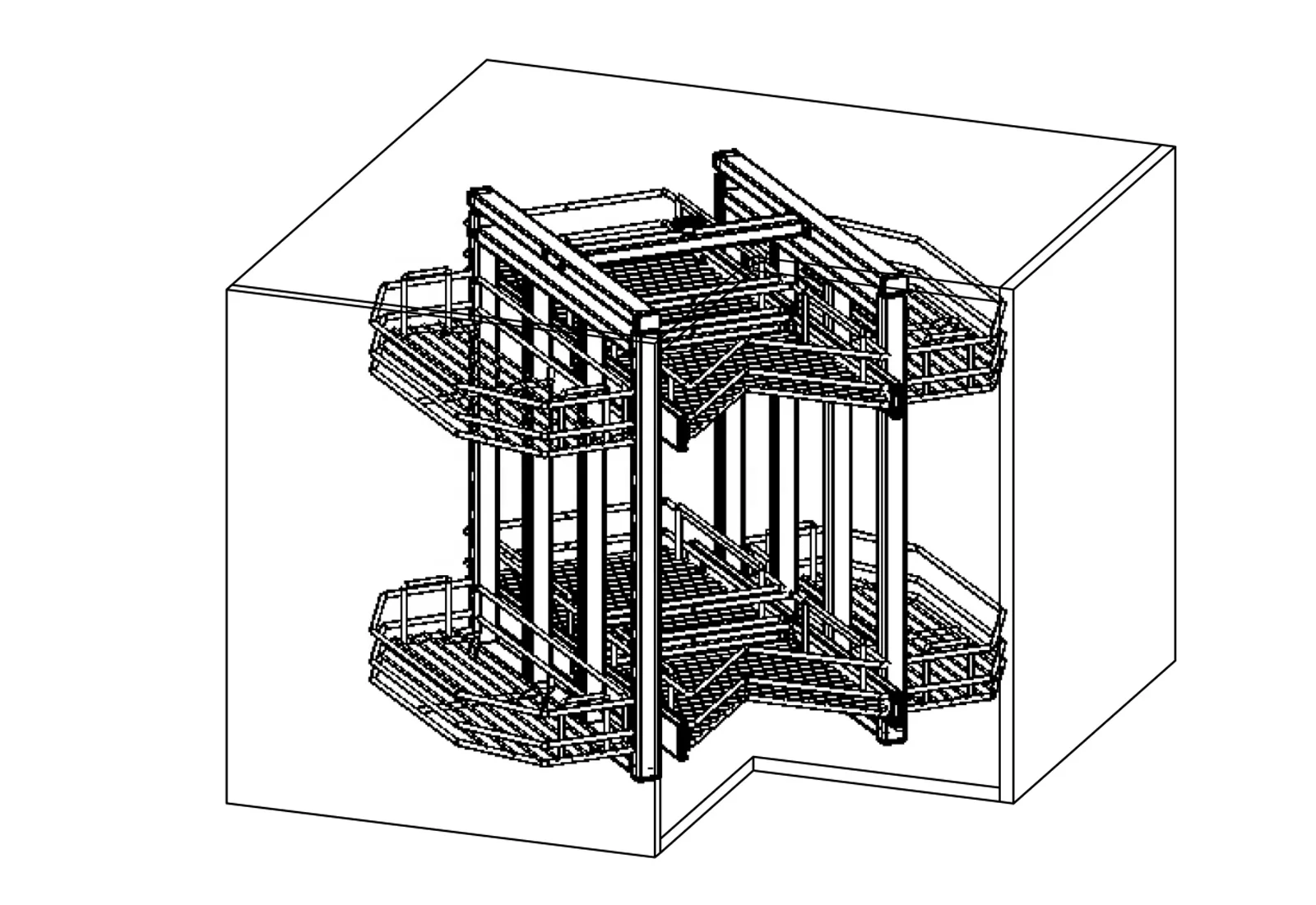 Kitchen for 900mm 36 inch blind cabinet 270 revolving super magic corner lazy suasun pull out drawer chrome wire storage basket