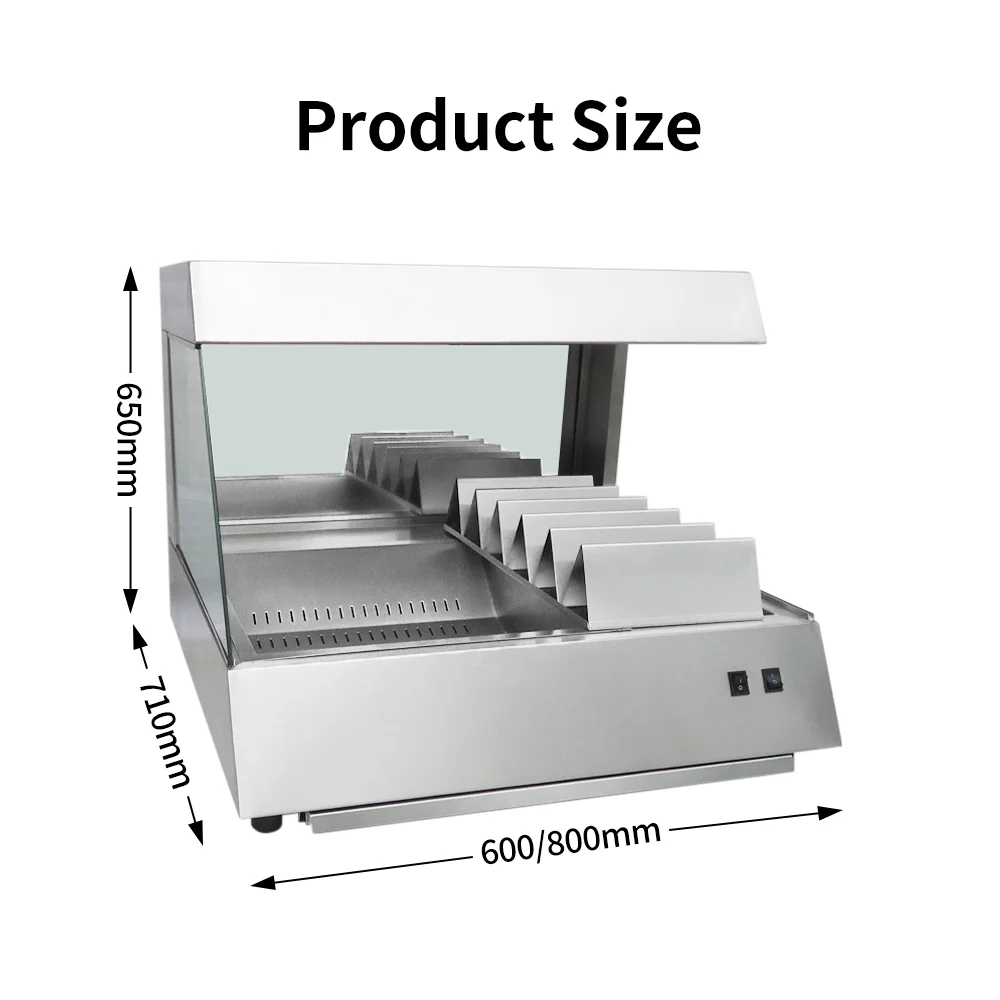 New Arrival Stainless Steel Fast Food Display Warmer Comercial Table Top Chips Warmer For Restaurant