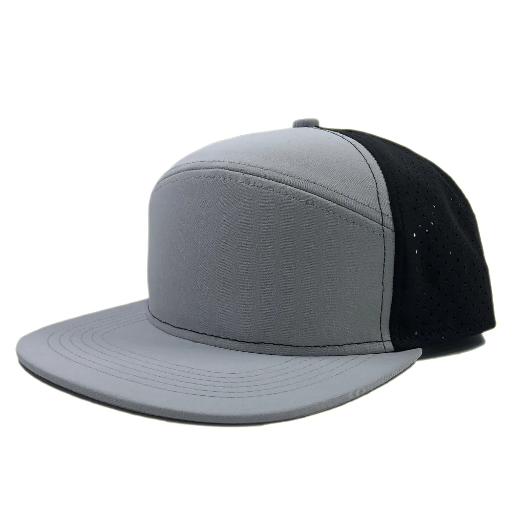 High quality 6 panel nylon water resistant hat Laser cutting holes hockey teams summer caps Custom logo snapback golf hat