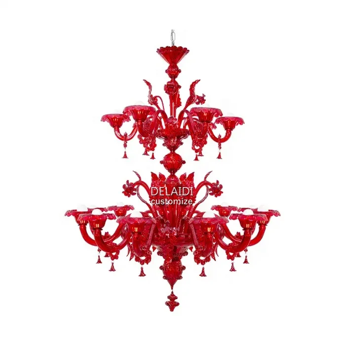 Lamp villa hotel hall red glass crystal chandelier italy design murano glass chandelier ceiling luxury hanging lights