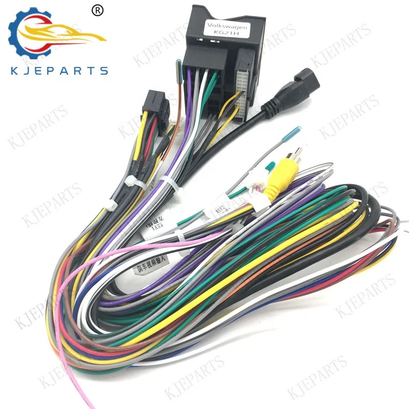 Car Android Player 53 Pin Adapter Wiring Harness With RZC Canbus For VWs Car Steering Wheel