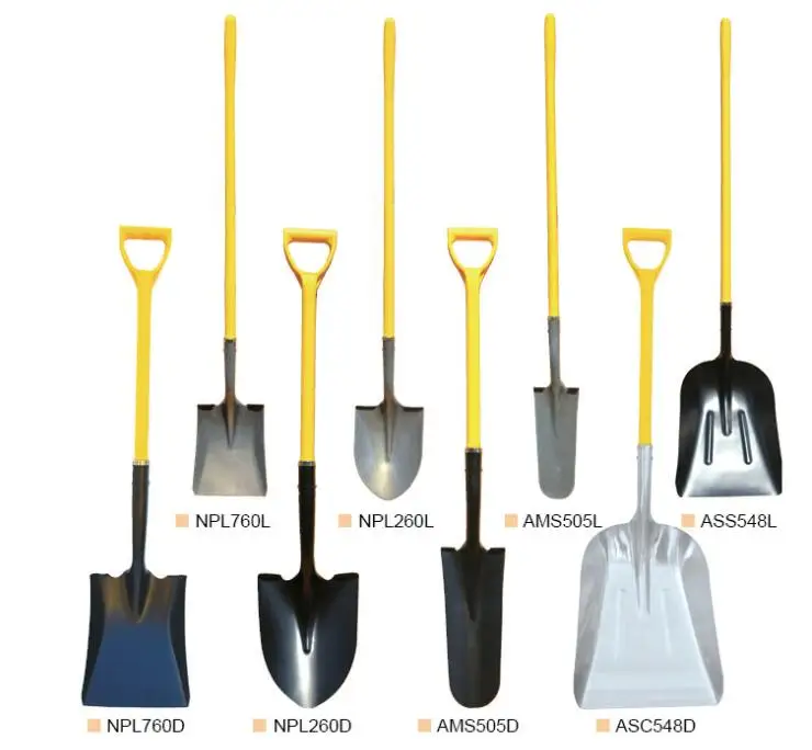 
Durable steel shovel with handle for digging and trenching 