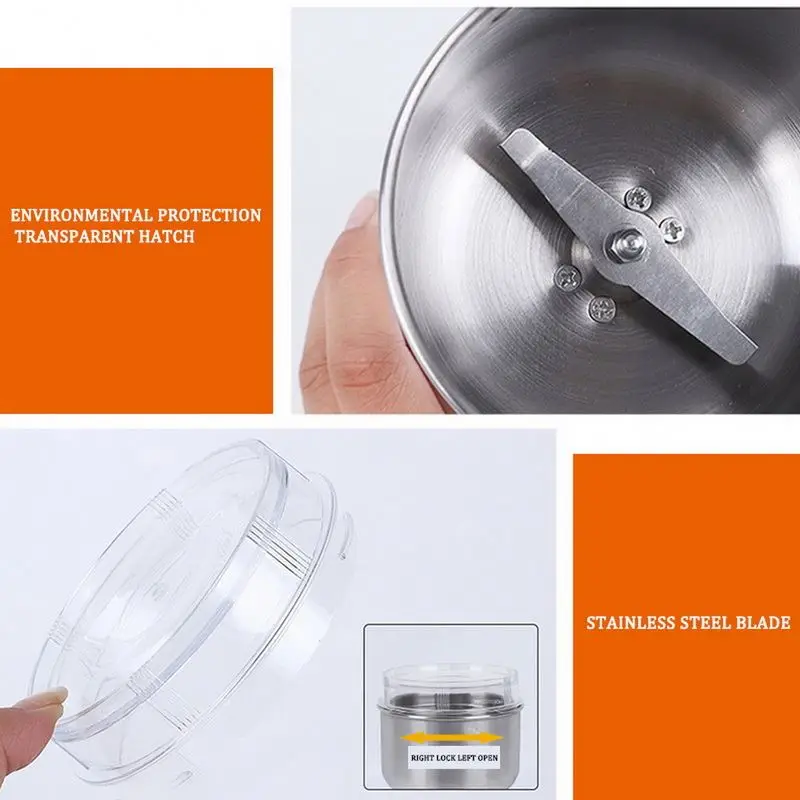 Electric Spice and Coffee Grinder Stainless Steel  Beans Grinding Machine for Kitchen Electric Coffee Grinder