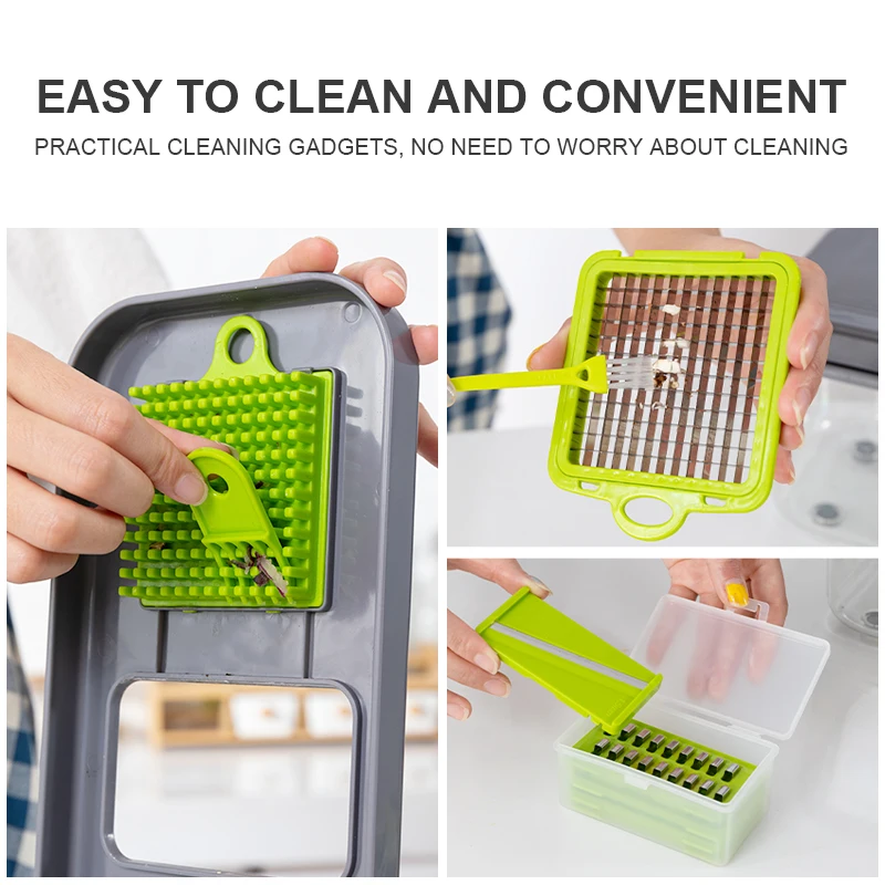 OOU Factory Direct Sale Multi-Function Handle 22 Pieces Set Vegetable Slicer And Chopper Cutter