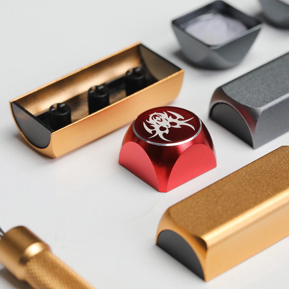 AJAZZ Aluminum alloy metal Custom Keycaps High Quality Desktop Multicolor Plating Keyboard Cover Keycaps For Mechanical Keyboard