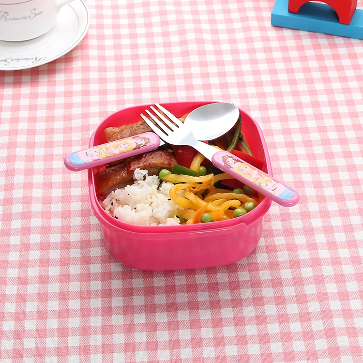 Food Grade plastic stainless steel children travel spoon fork kids cutlery set