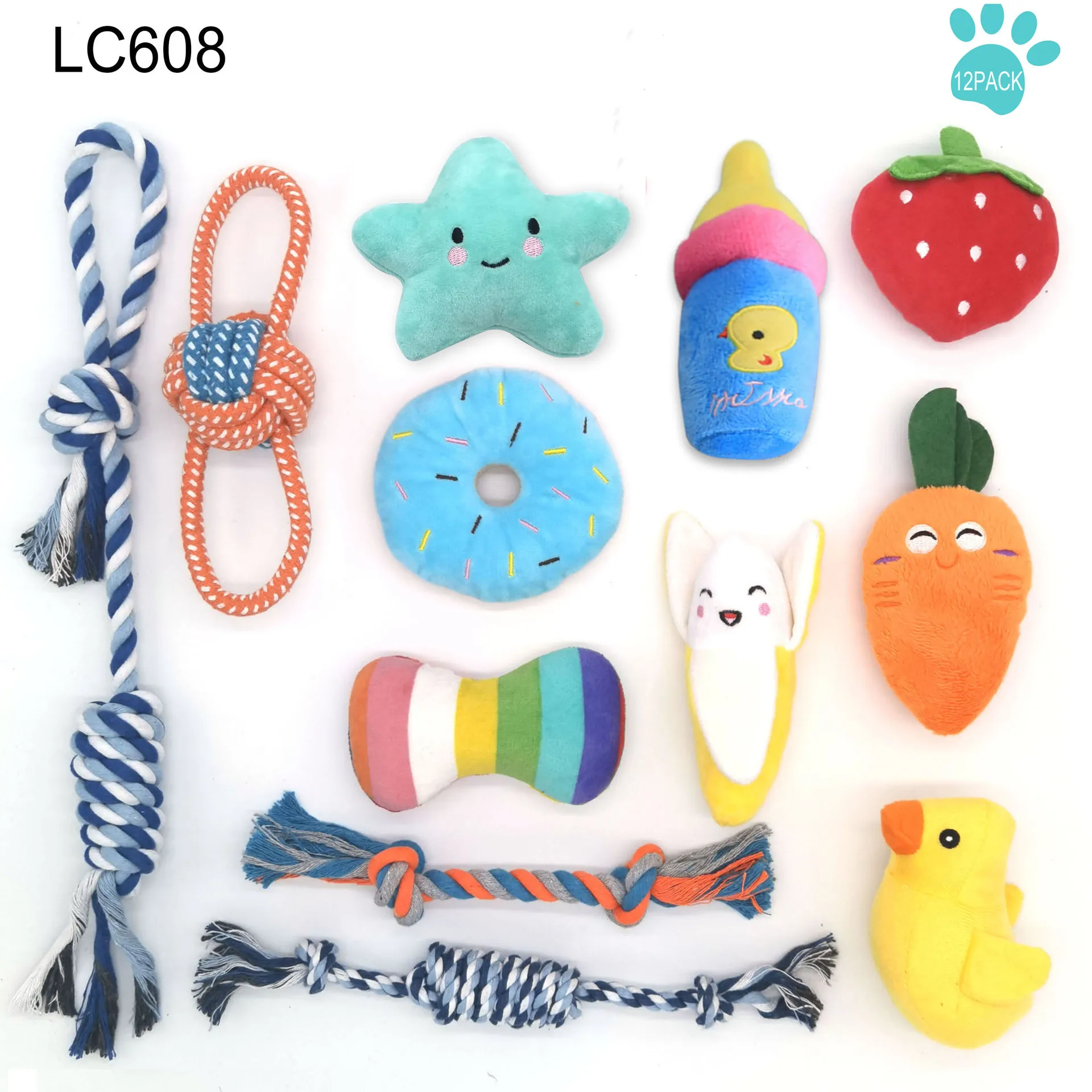 Support Drop shipping Wholesale Colorful 12 pack Dental Custom Cotton Durable Rope Dog Chew Set Pet Toy for Dog Tooth Cleaning