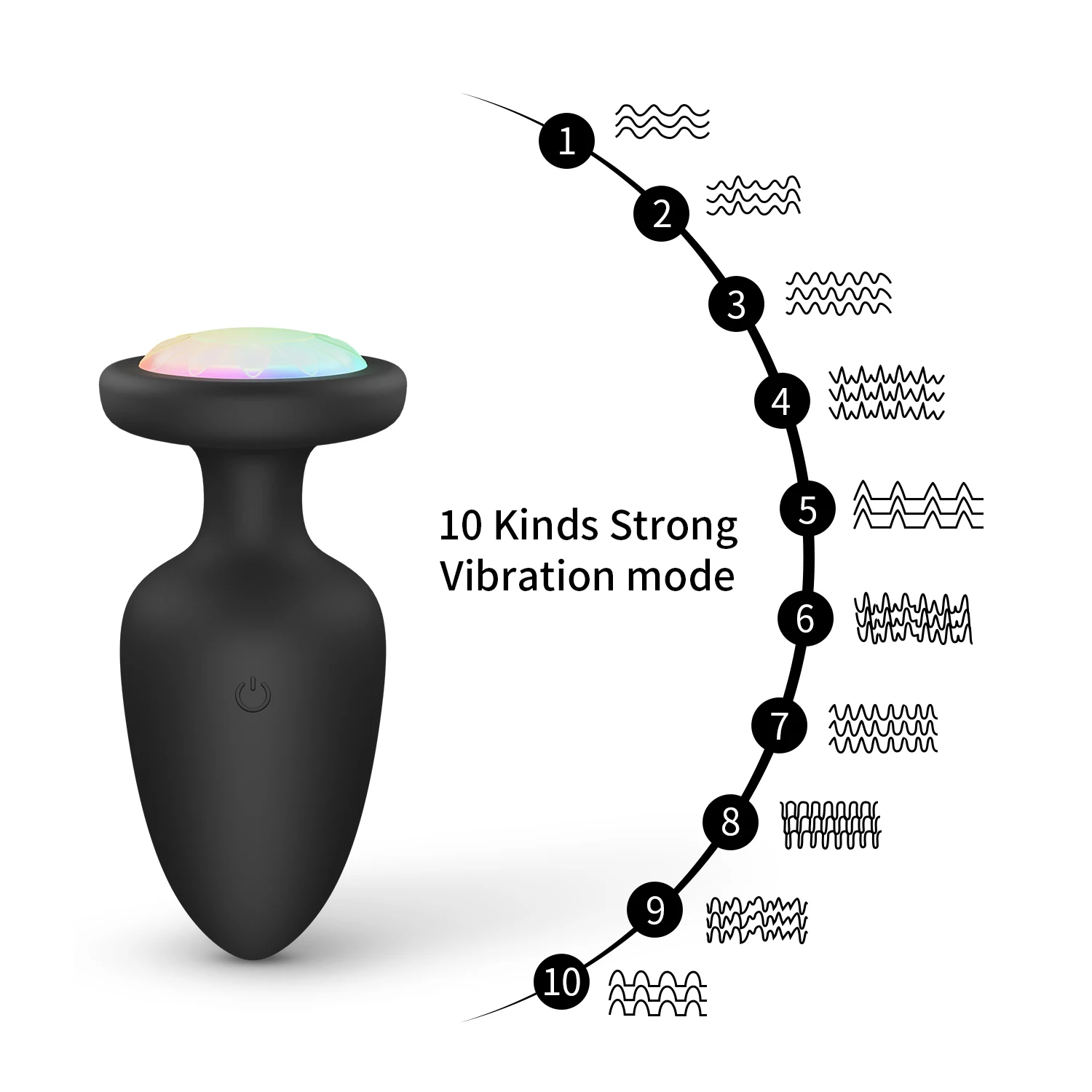 LED Light G-spot Anal Plug Silicone Anal Vibration Prostate Massager with Remote Control Adult Sex Toy for Men and Women Black