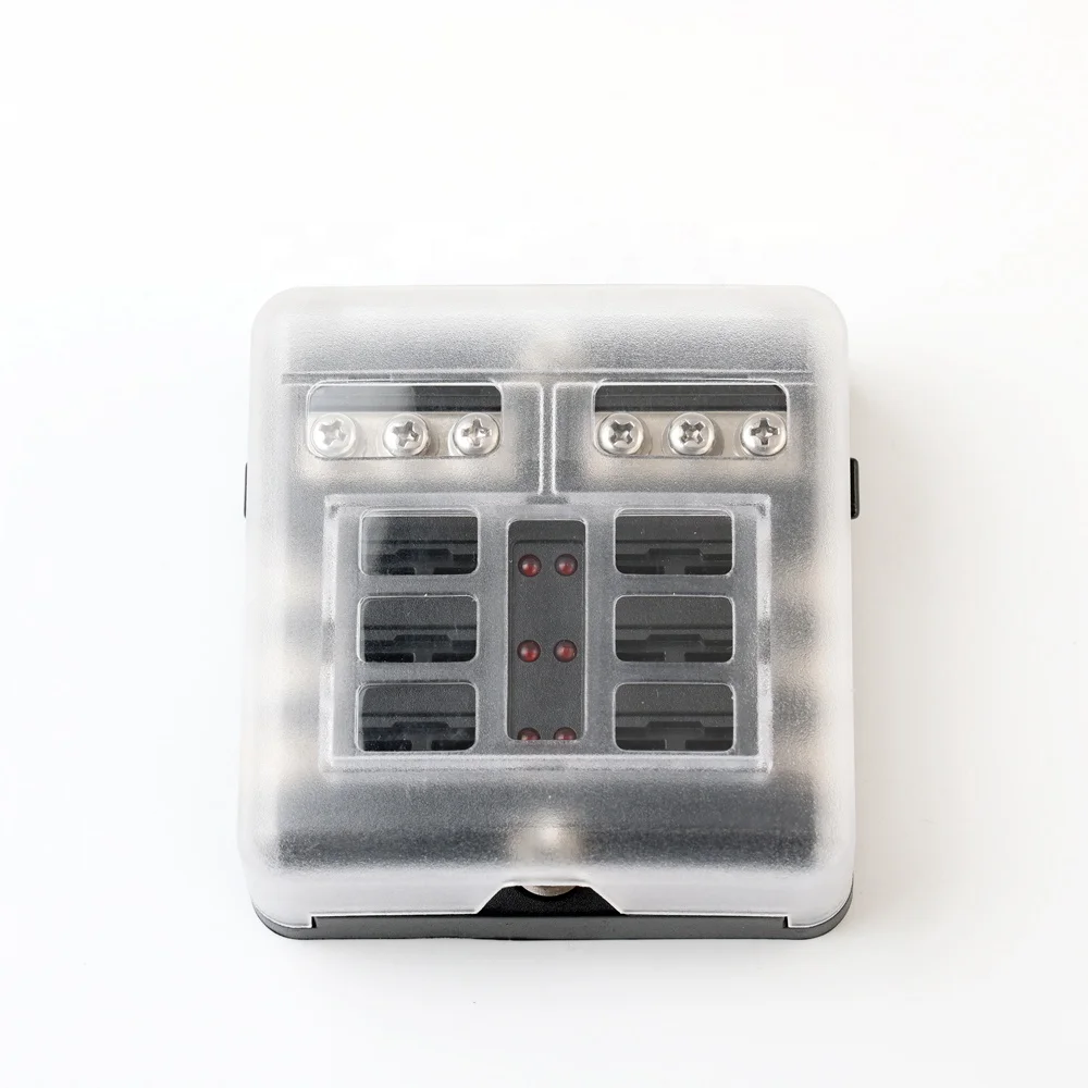 6 Circuits Red LED Indicates M4 Threaded Studs Bus Bar With Cover And Negative Bus