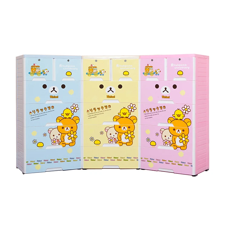 Cartoon Design Storage Drawer Foldable Plastic Cabinet Baby Cupboard Wardrobe for Clothes