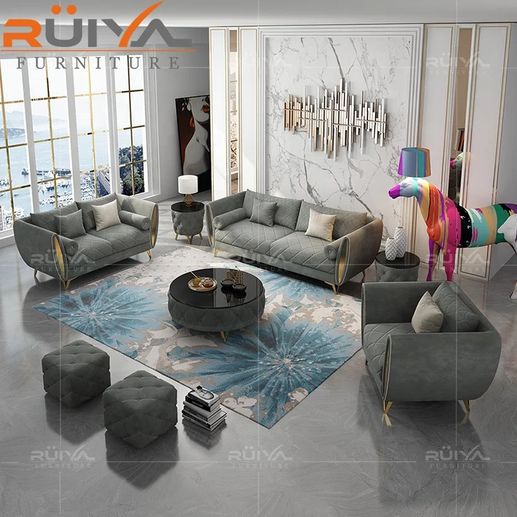 High luxury living room furniture  orange velvet Sofa chesterfield sofa set designs 1 2 3