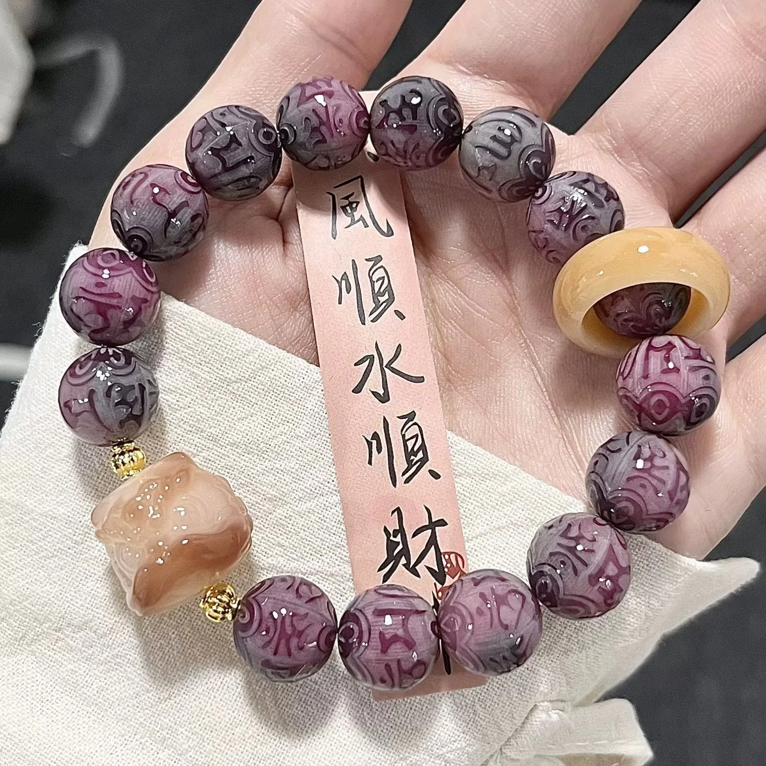 Handmade 18K Gold Plated Buddha Bangle Bracelets Good Luck Bodhi Seed Mantra for Women and Men Christian Wedding Jewelry