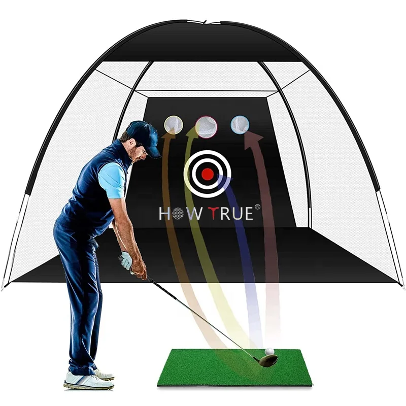 HOW TRUE Portable Golf Net Practice Driving Golf Hitting Net With Golf Target Cloth For Training Aids Indoor Outdoor Sport