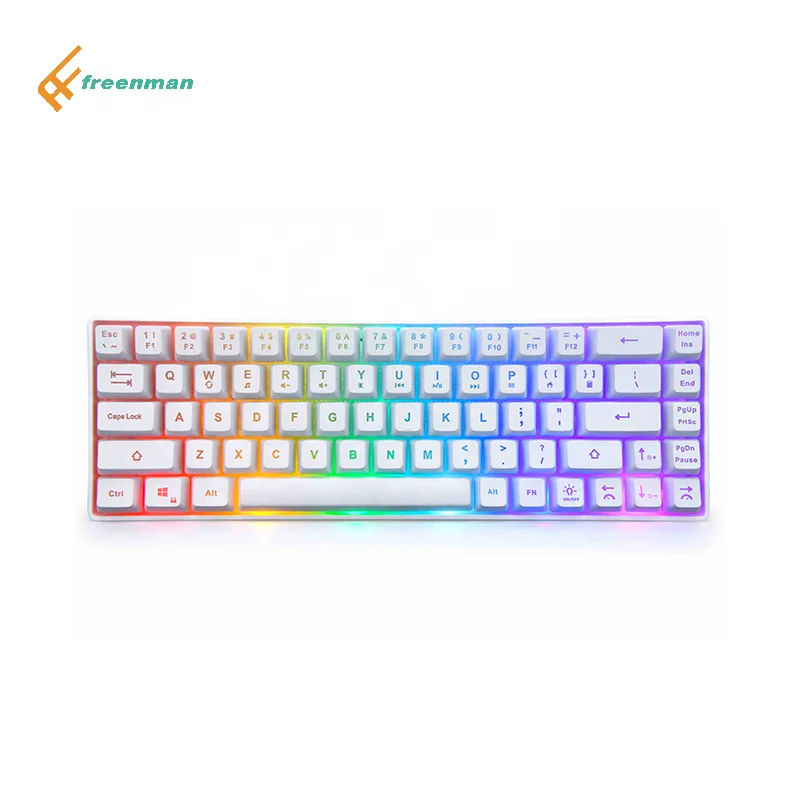2023 Hot selling 68 keys mini portable gaming RGB Backlit Wireless Keyboard FK52 for desktop gamer windows