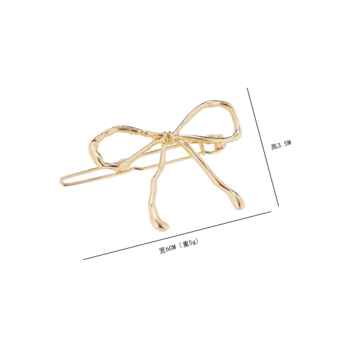 Hot Sale Elegant Bow Hair Clips Temperament Fashion Irregular Metal Hair Clip Hair Accessories Custom
