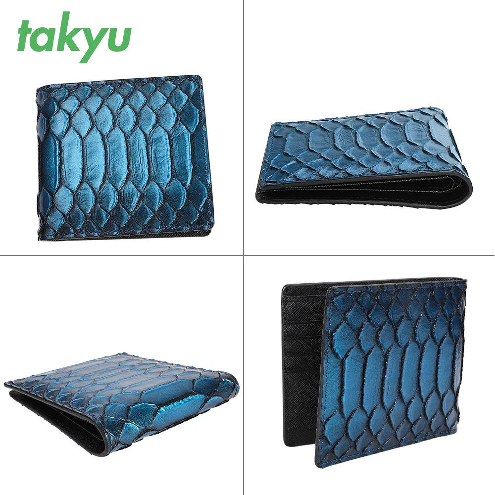 Luxury hot python pattern folding slim ladies wallets and purses women card holder genuine leather wallet for men