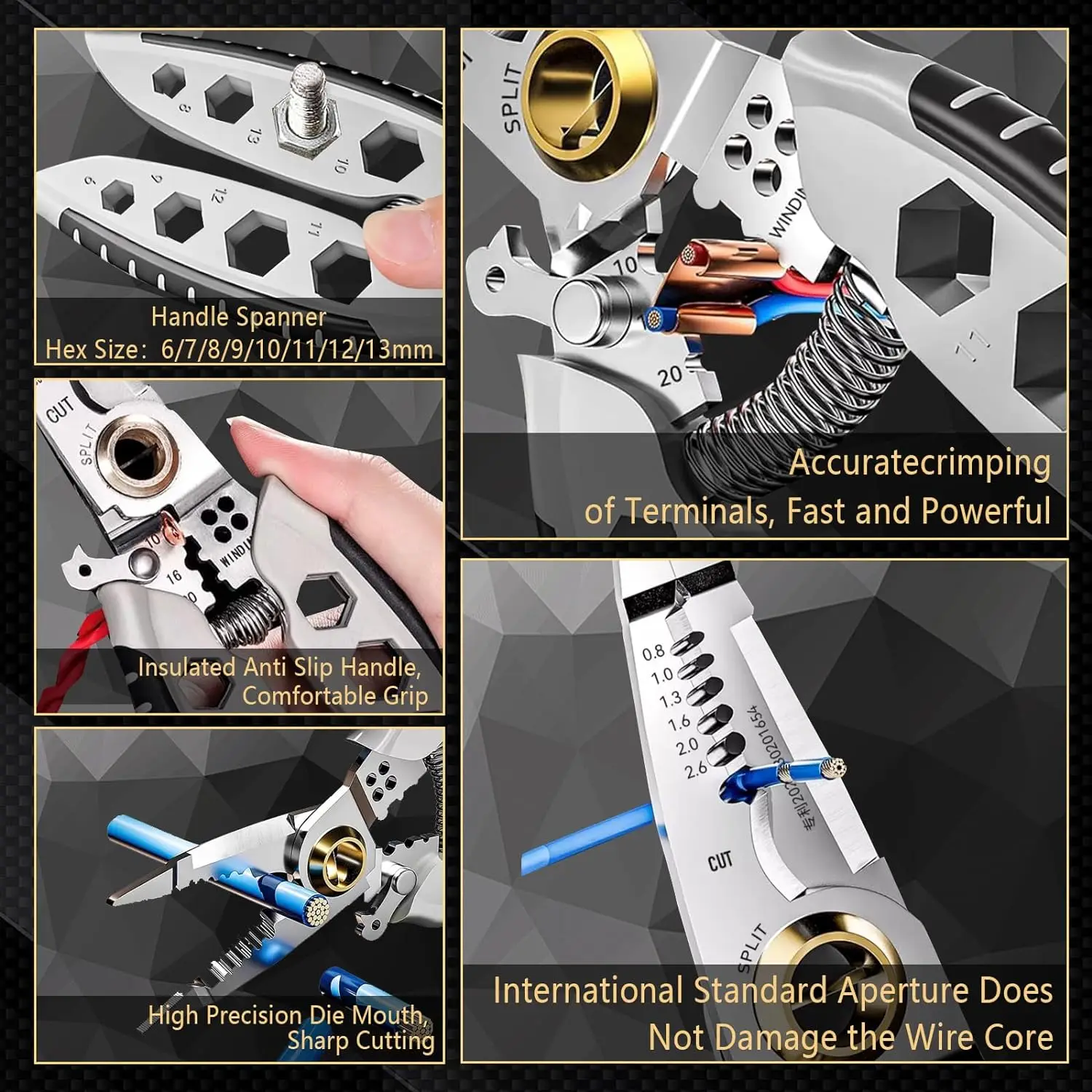 7-Inch Multipurpose Wire Stripper Electrical Wire Stripping Tool Cutters Electrical 4 in 1 Wire Strippers Crimping Tool