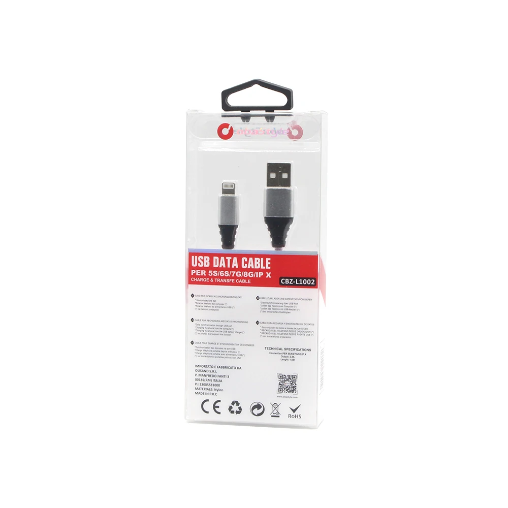 Custom Oem Odm Servise 100CM 2.4A Nylon 8PIN USB Data Cable for iphone