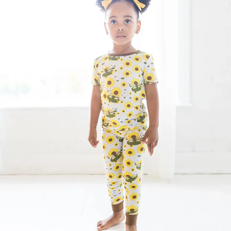 Customized Baby Clothing Sets 95%bamboo 5%spandex Bamboo Baby Toddler Two Piece Pajamas