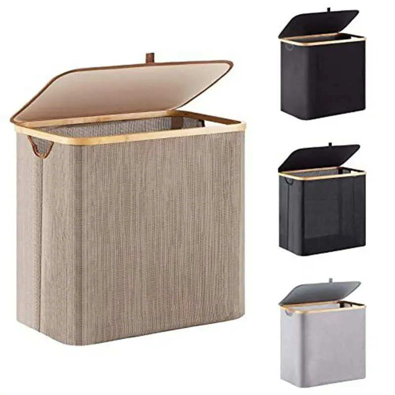 Laundry Hamper with Lid Collapsible Dirty Clothes Basket with Storage Bin