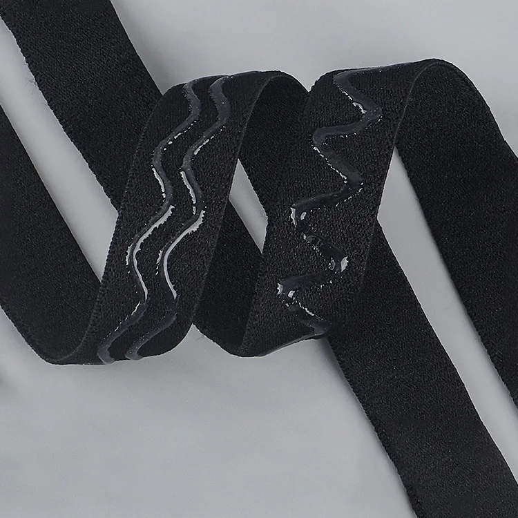 20mm Nylon Silicone Elastic Band Underwear Rubber Strap Black Anti-slip Elastic Bands Wave Silicone