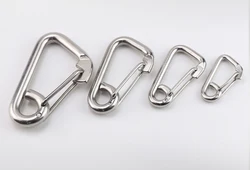 Stainless Steel Heavy Duty Carabiner Clips with Round Hole Snap Hook Quick Links Chain Accessories Tool