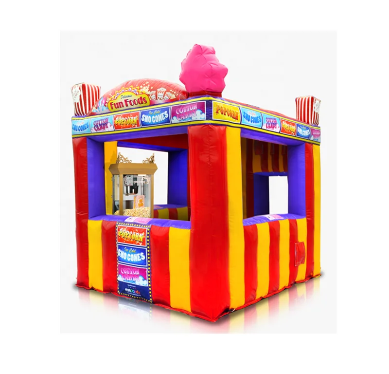 Mobile Kiosk Popular Snack Bar Outdoor Food Stall Colorful Cube Inflatable Snow Cone Popcorn Booth