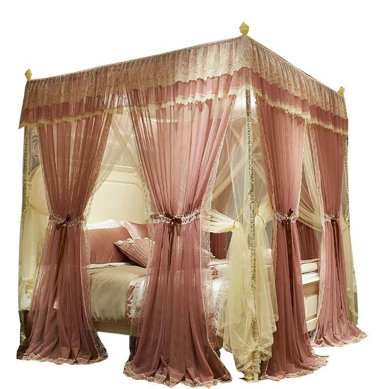 2019 New Design Fashion Girls Lace Princess Large Space Long Lasting Square Mosquito Net Bed Curtain