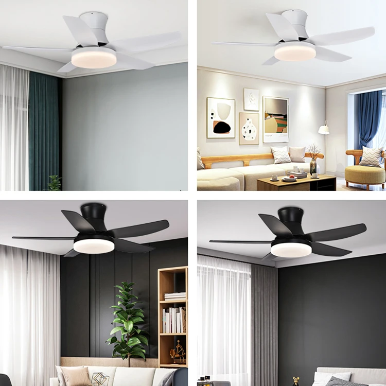 42 Inch 46 Inch 56 Inch Living Room Bedroom Modern 5 ABS Blades DC Motor Led Ceiling Fan With Light Remote Control