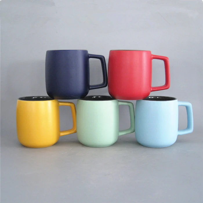 Wholesale Coffee Mugs Custom Inner Color Ceramic Mug With Square Handle